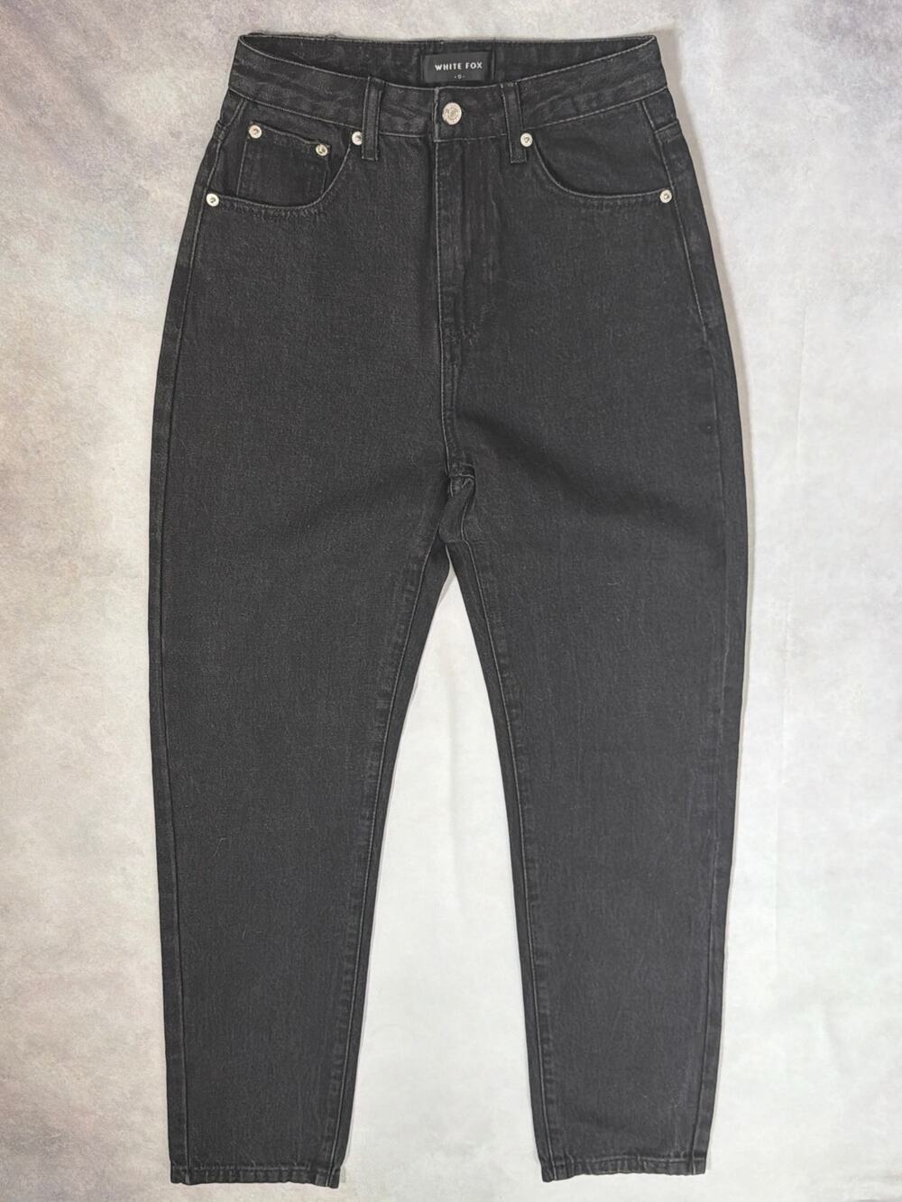 White Fox High Rise Straight Leg Jeans Size S Washed Black Charcoal Denim Skater